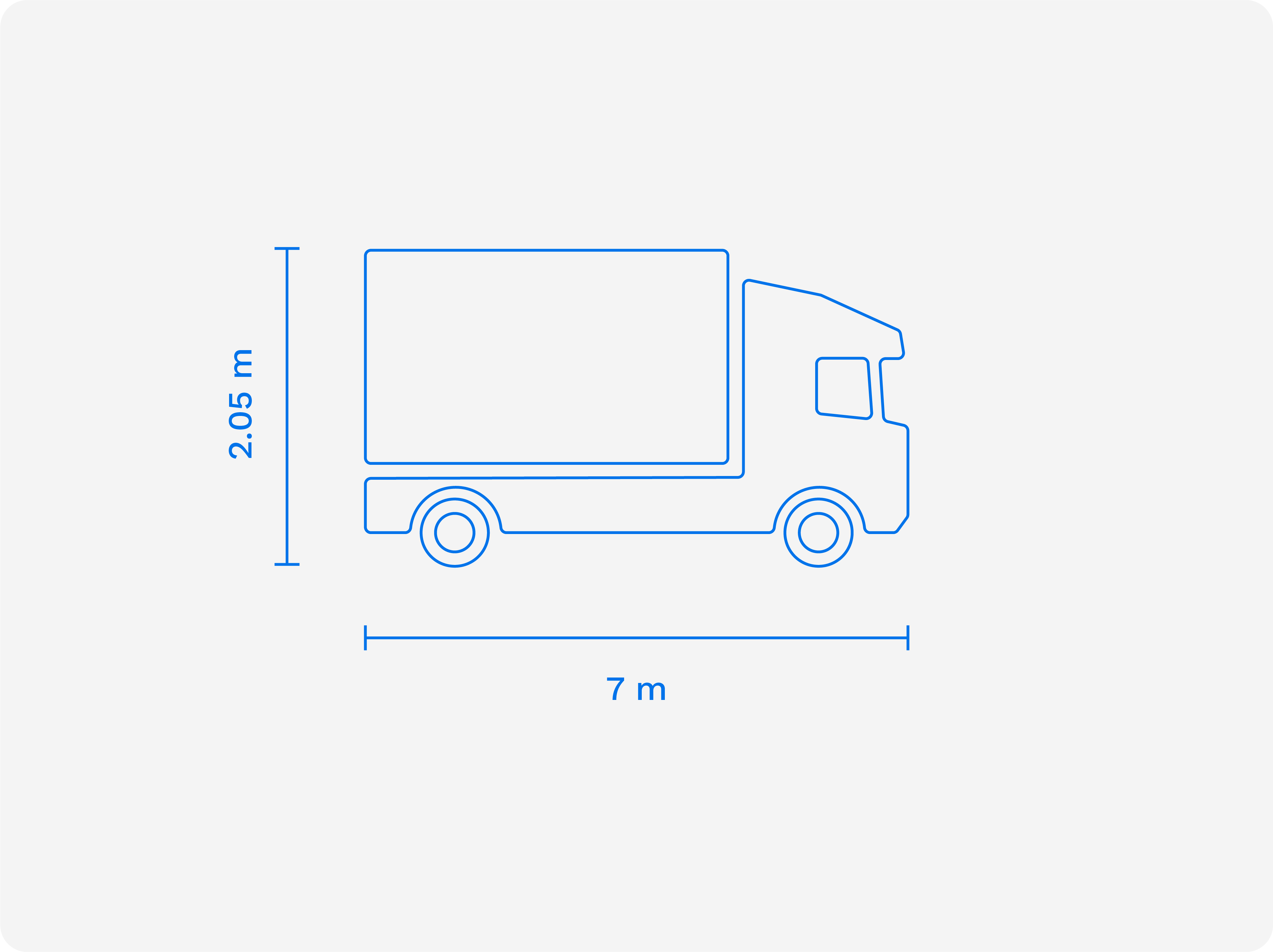 Lastbil dimensioner for levering af Klar produkter