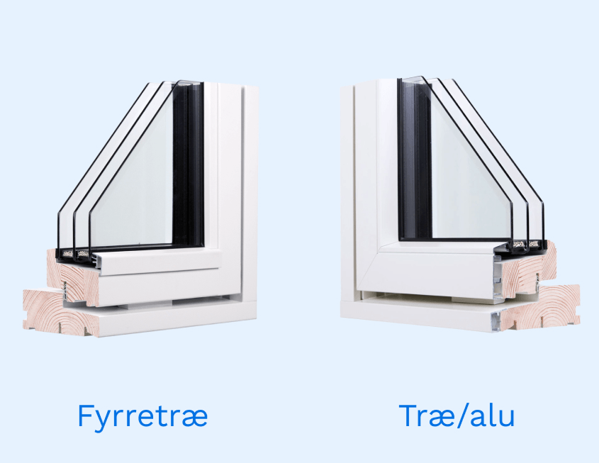 sidehængte vinduer træ/alu