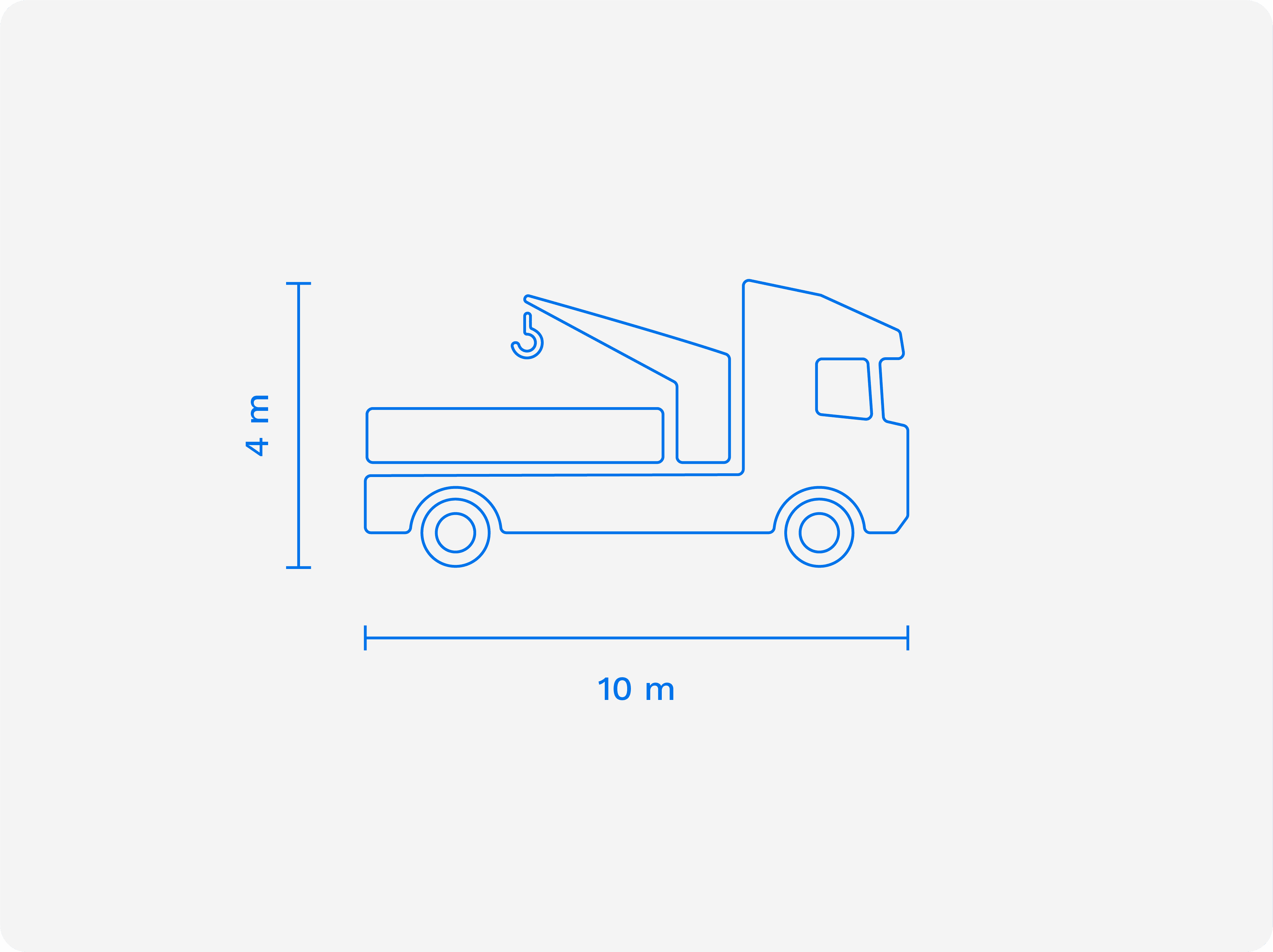 Kranbils dimensioner for levering af produkter fra Klar